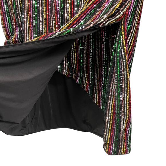 NWT Saylor Black Metallic Rainbow Sequin Striped Mini Dress Womens Small - Picture 4 of 9